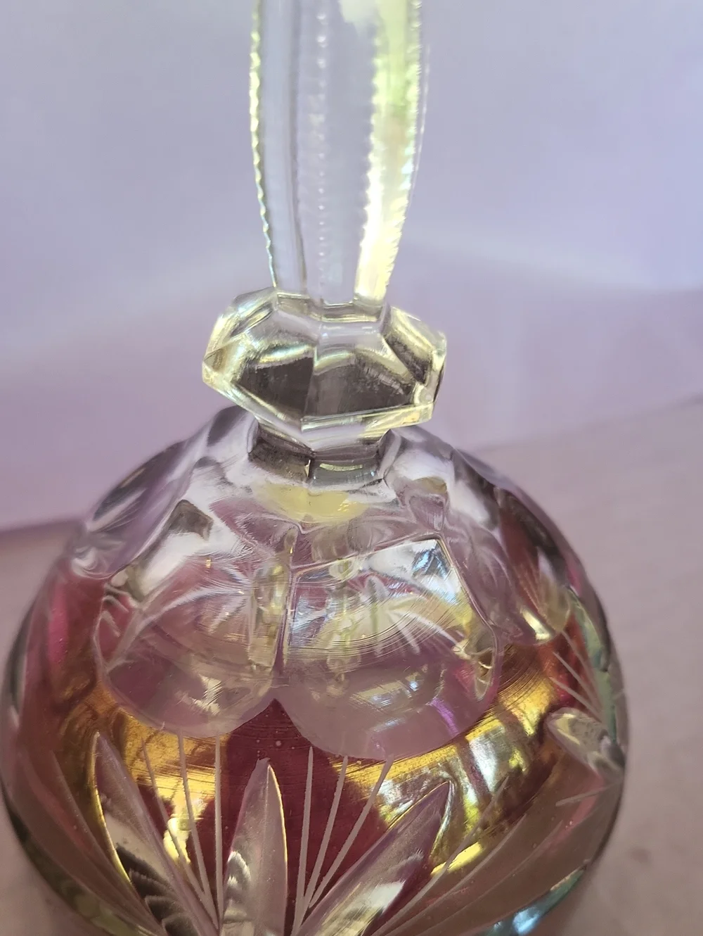 Vintage 60'-70's Lead Crystal Etched BLEIKRISTALL Cranberry Bell